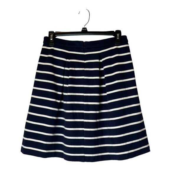 Boden Skirt Women 4 Navy Blue White Striped Pleated A Line Mini Coastal Preppy - Picture 2 of 9